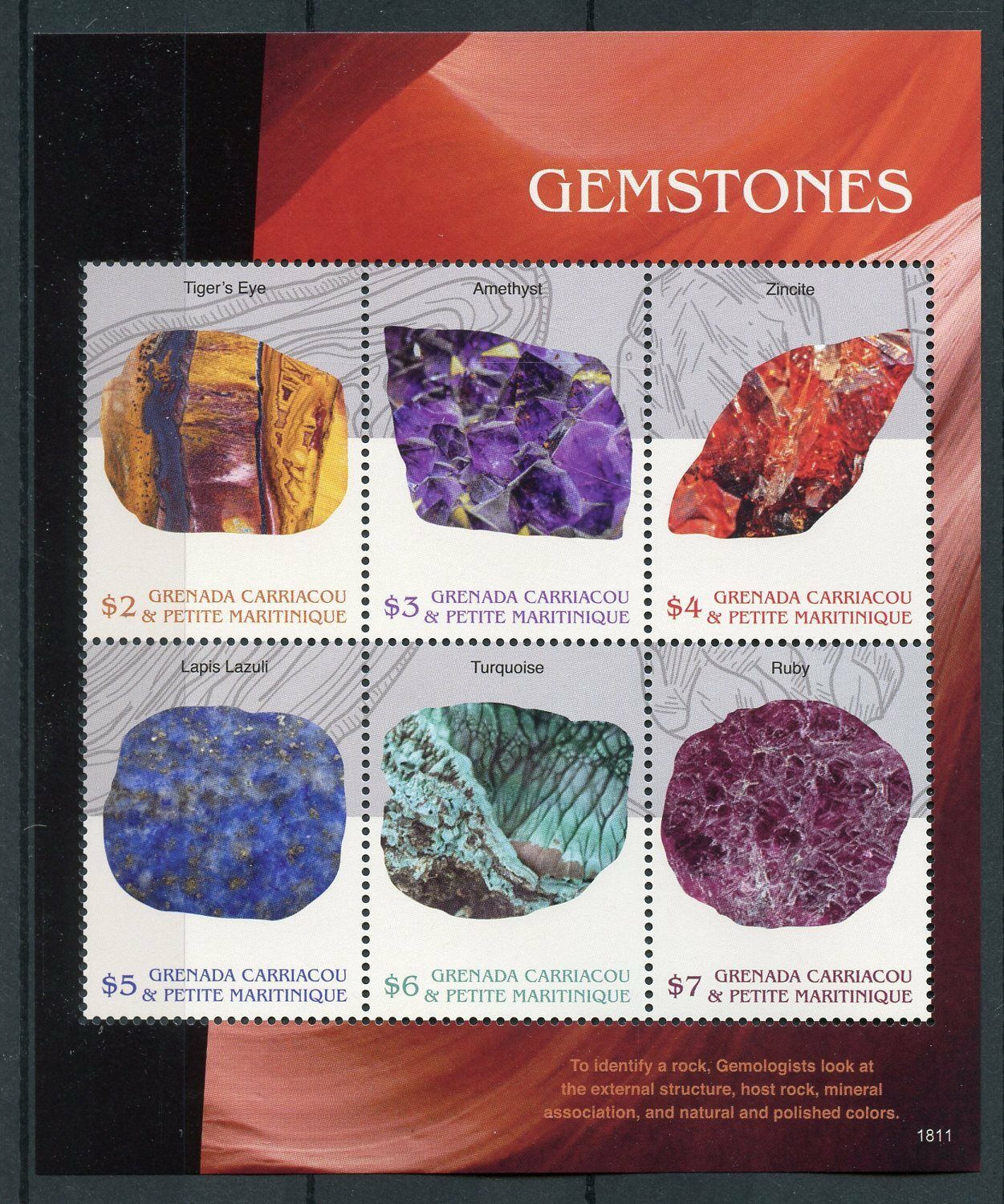 Grenadines Grenada 2018 MNH Minerals Stamps Gemstones Lapis Lazuli 6v M/S II