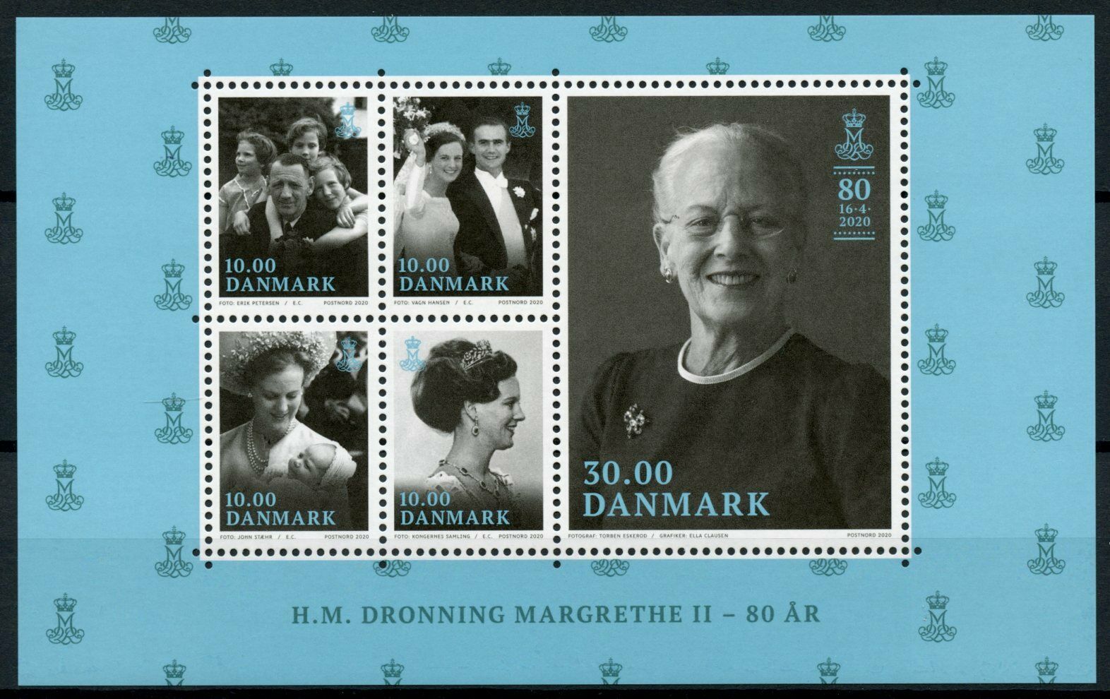 Denmark Royalty Stamps 2020 MNH Queen Margrethe II 80th Birthday 5v M/S