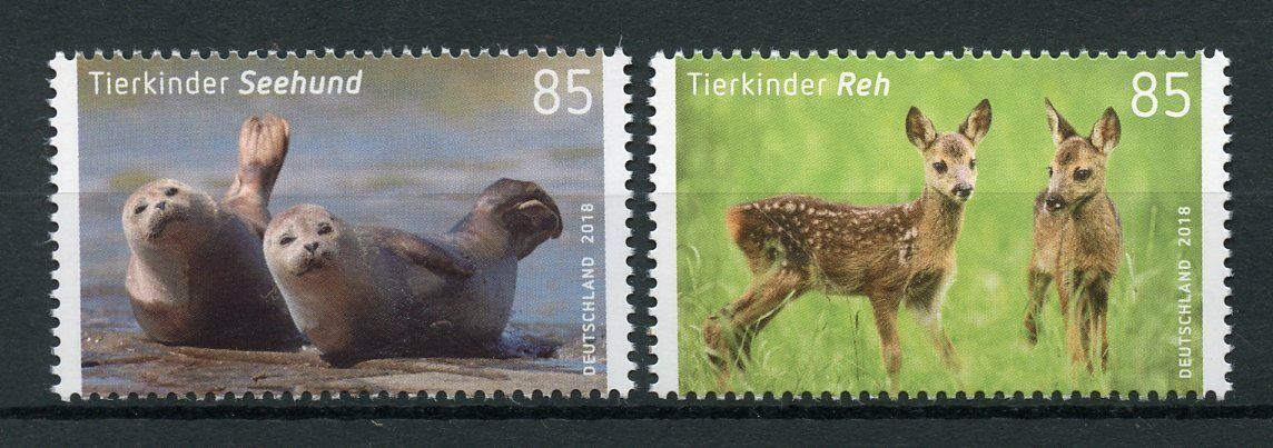 Germany 2018 MNH Baby Animals Deer Seals 2v Set Wild Animals Fauna Stamps