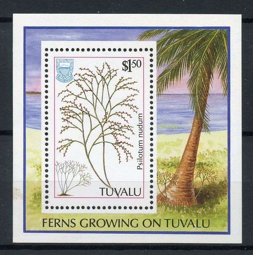 Tuvalu 1987 MNH Ferns Growing on Tuvalu Psilotum Nudum 1v S/S Plants Stamps