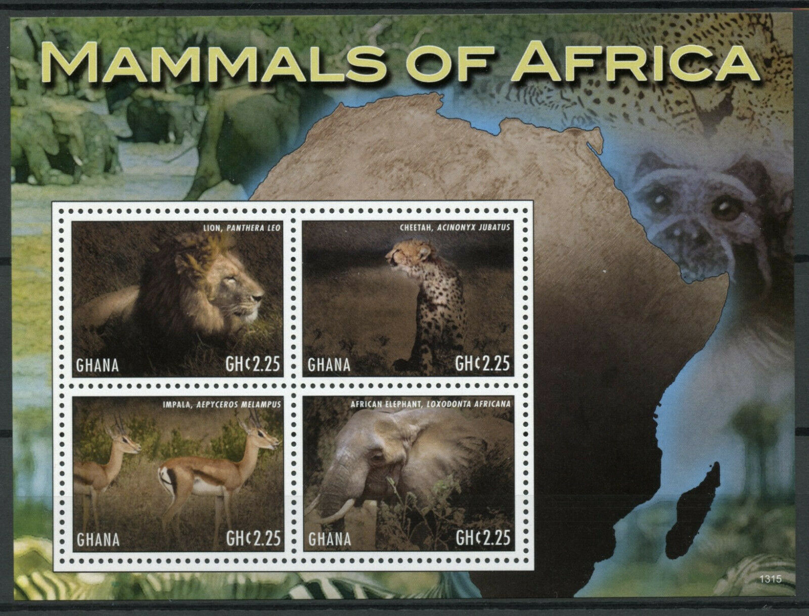 Ghana Wild Animals Stamps 2013 MNH Mammals of Africa Lions Elephants 4v M/S
