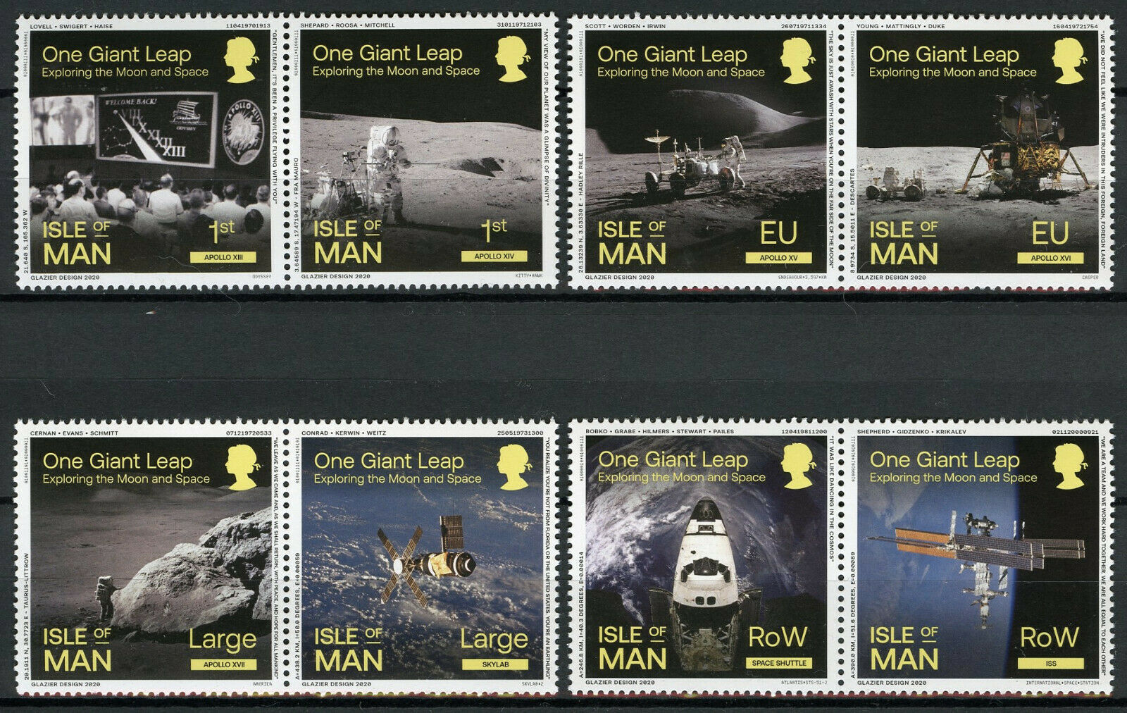Isle of Man IOM Space Stamps 2020 MNH Exploring the Moon Skylab 8v Set in Pairs