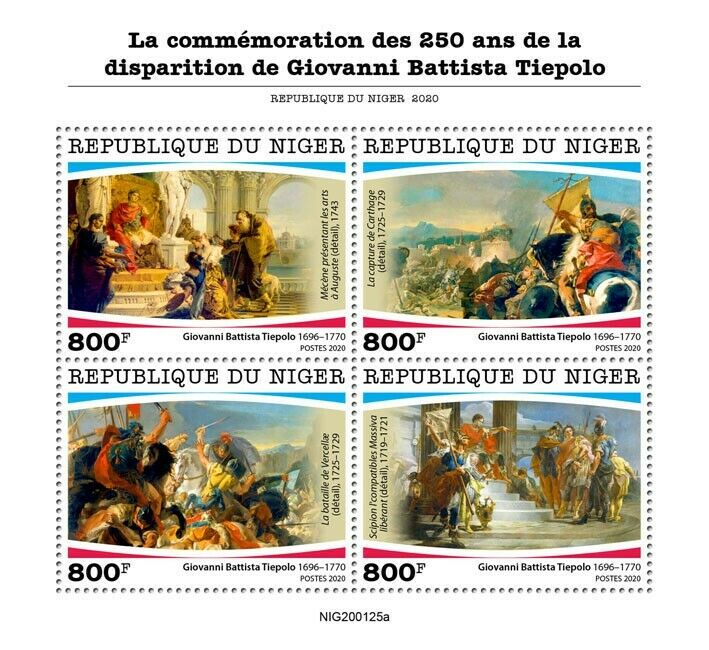 Niger Art Stamps 2020 MNH Giovanni Battista Tiepolo Painter Paintings  4v M/S