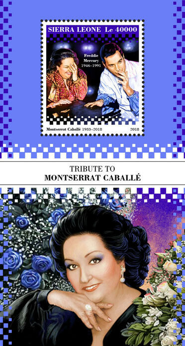 Sierra Leone 2018 MNH Music Stamps Montserrat Caballe Freddie Mercury Singers 1v S/S