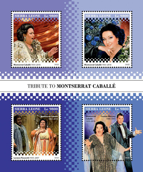 Sierra Leone Music Stamps 2018 MNH Montserrat Caballe Freddie Mercury 4v M/S