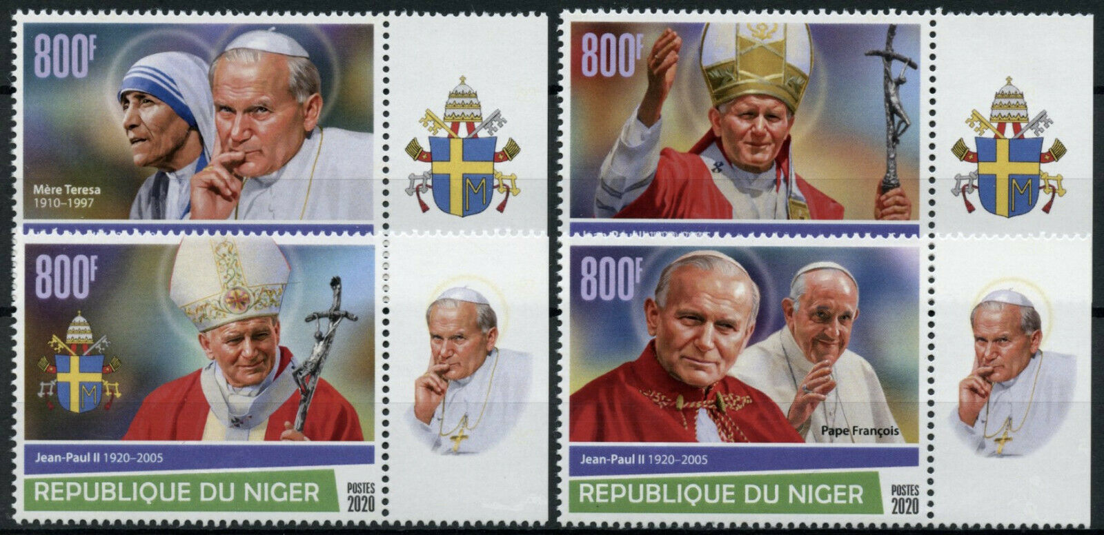 Niger Pope John Paul II Stamps 2020 MNH Mother Teresa Famous People 4v Set