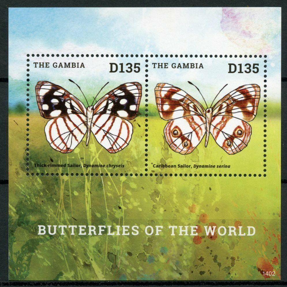 Gambia Butterfly Stamps 2014 MNH Butterflies of World Caribbean Sailor 2v S/S II