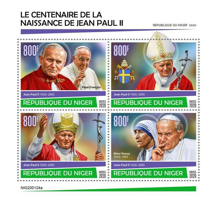 Niger Pope 2020 MNH John Paul II Stamps Mother Teresa Famous People 4v M/S