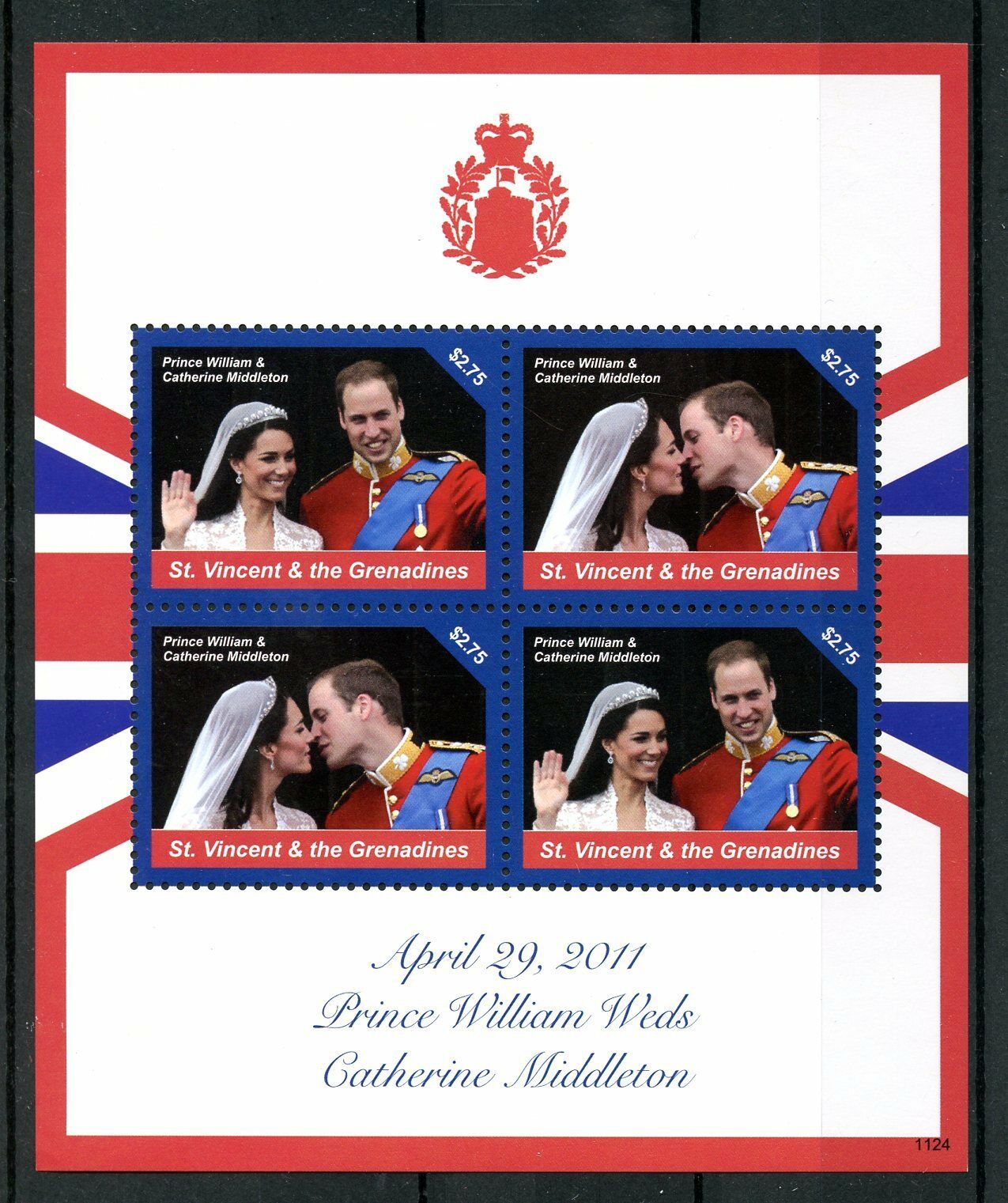 St Vincent & Grenadines Stamps 2011 MNH Royal Wedding William & Kate 4v M/S II