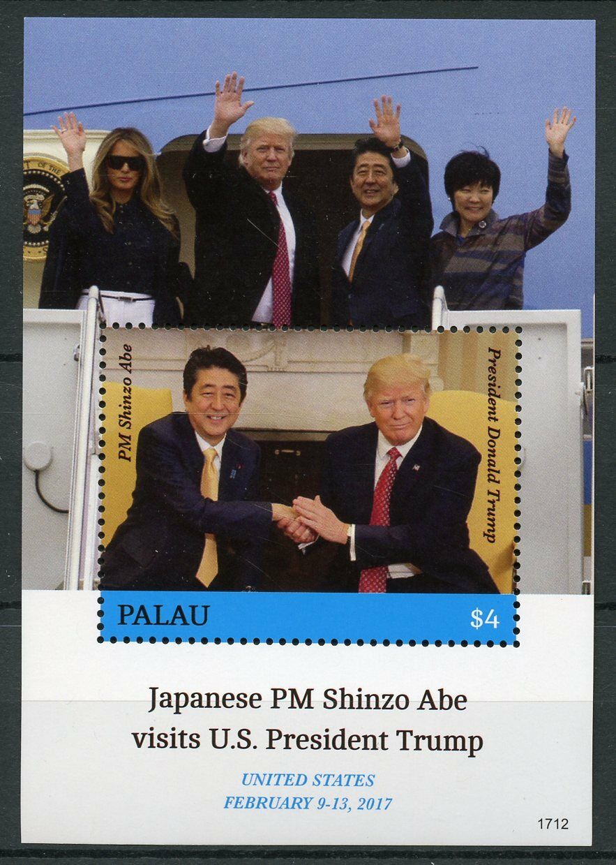 Palau Donald Trump Stamps 2017 MNH Visits Japan Shinzo Abe US Presidents 1v S/S