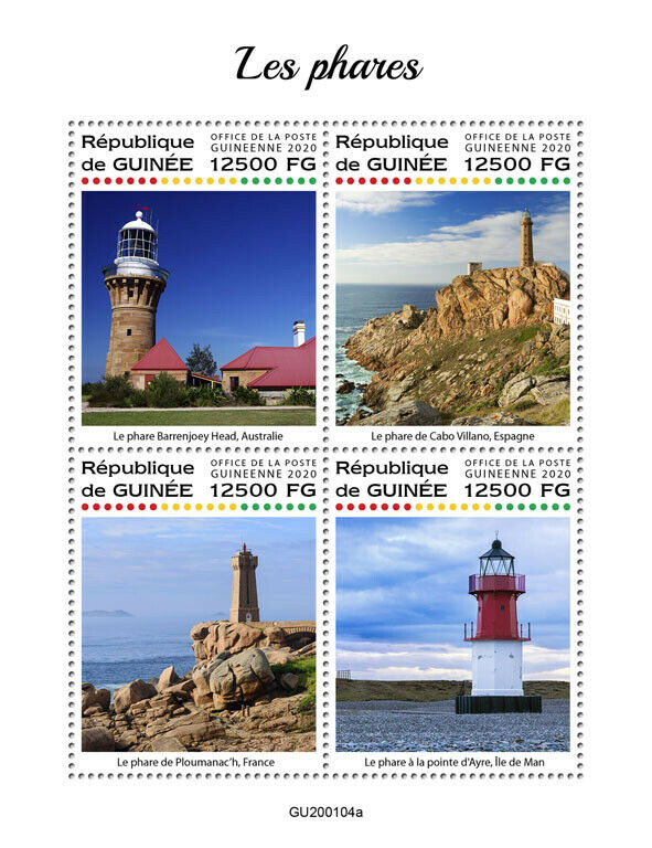 Guinea 2020 MNH Lighthouses Stamps Point of Ayre Lighthouse Architecture 4v M/S
