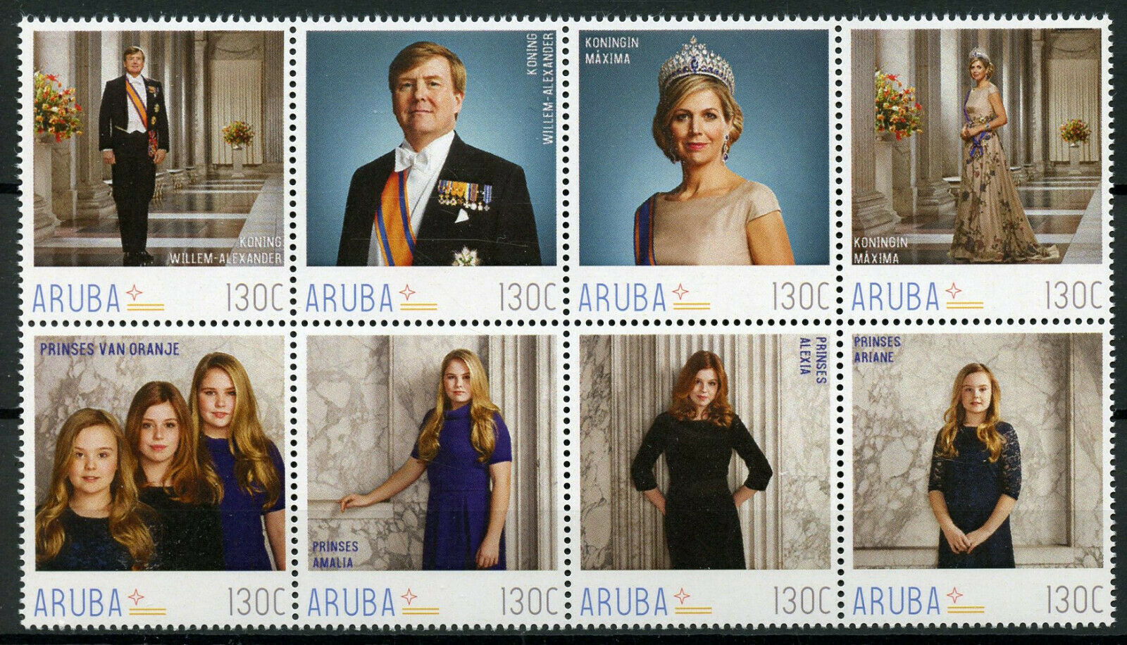 Aruba Royalty Stamps 2018 MNH Dutch Royal Family King Willem-Alexander 8v Block
