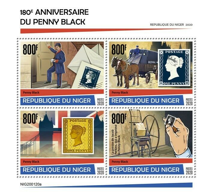 Niger 2020 MNH Stamps-on-Stamps Stamps Penny Black SOS 4v M/S