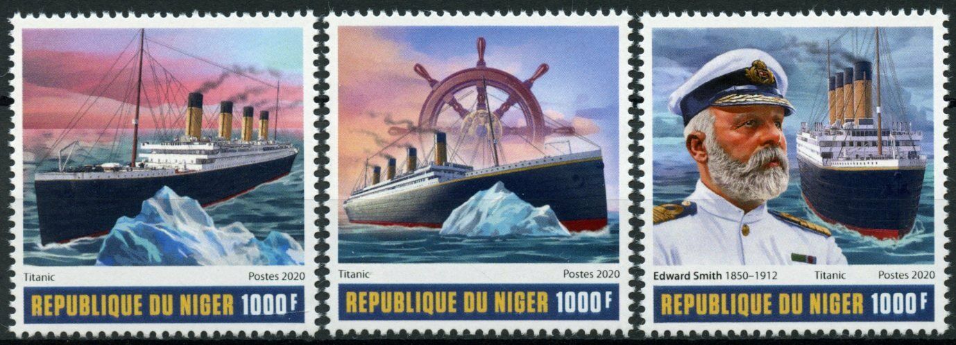 Niger Ships Stamps 2020 MNH Titanic Captain Edward Smith Boats Nautical 3v Set