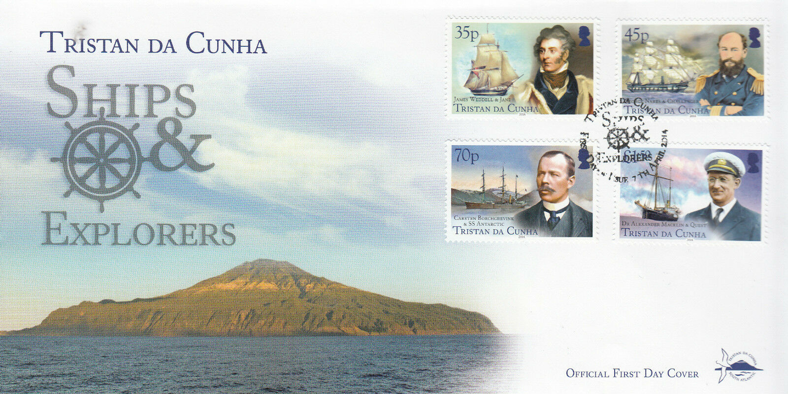Tristan da Cunha 2014 FDC Ships & Explorers 4v Set Cover Weddell Macklin Nares