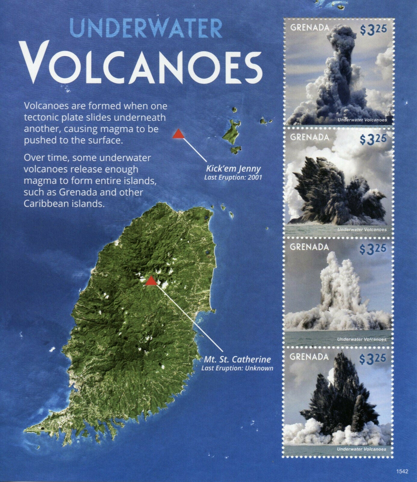 Grenada 2015 MNH Landscapes Stamps Underwater Volcanoes Kick 'em Jenny 4v M/S