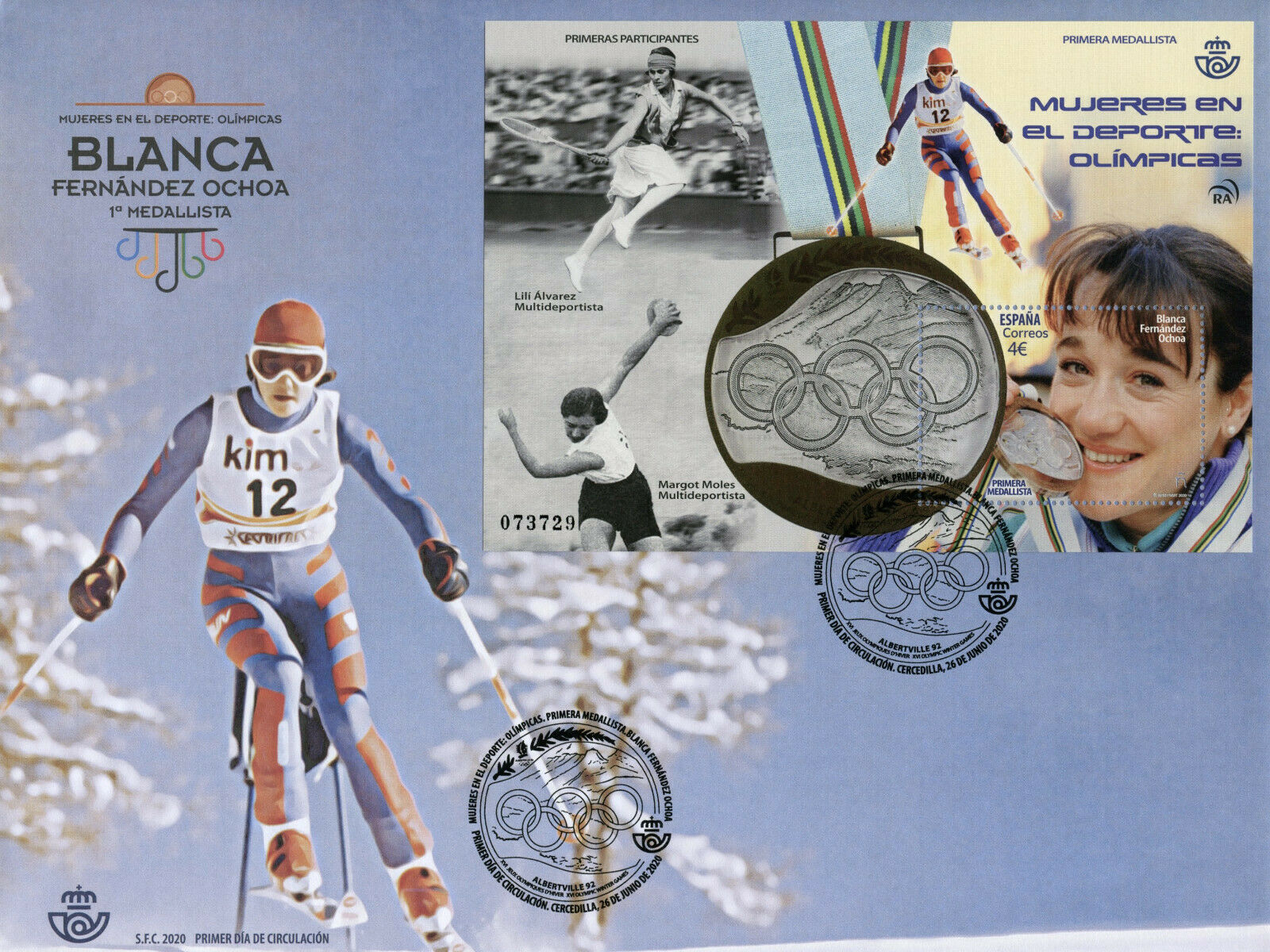 Spain Olympics Stamps 2020 FDC Women in Sport Blanca Fernandez Ochoa 1v M/S