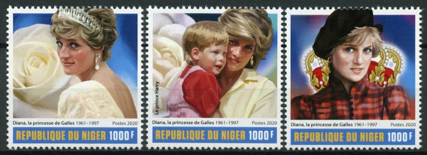 Niger Royalty Stamps 2020 MNH Princess Diana Prince Harry Famous People 3v Set
