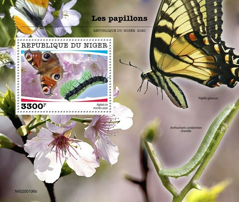 Niger Butterflies Stamps 2020 MNH Peacock Swallowtail Butterfly Insects 1v S/S