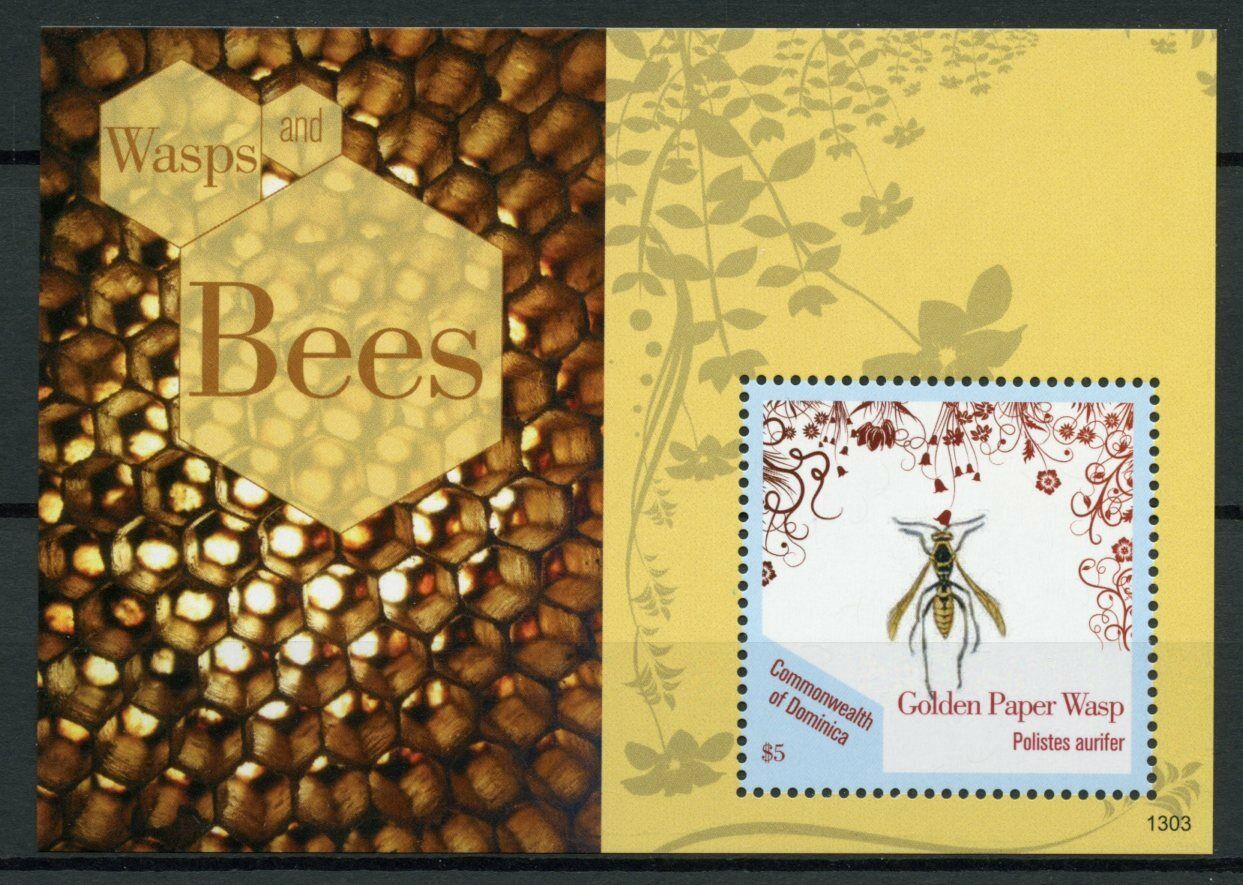 Dominica Insects Stamps 2013 MNH Wasps & Bees Golden Paper Wasp 1v S/S