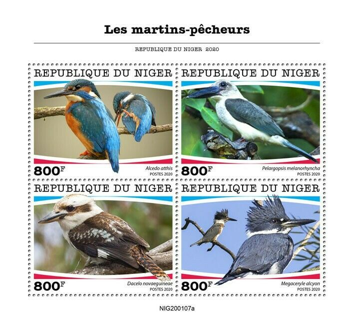 Niger 2020 MNH Birds on Stamps Kingfishers Kingfisher Laughing Kookaburra 4v M/S