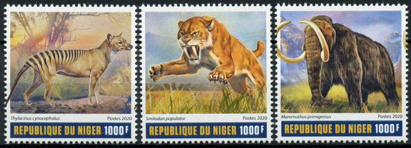 Niger 2020 MNH Wild Animals Stamps Extinct Species Mammoths Thylacine 3v Set