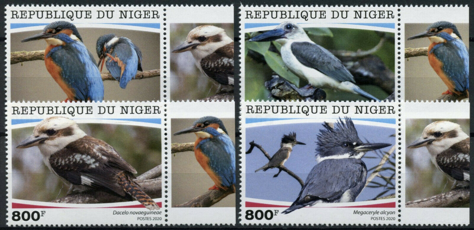 Niger 2020 MNH Birds on Stamps Kingfishers Kingfisher Laughing Kookaburra 4v Set
