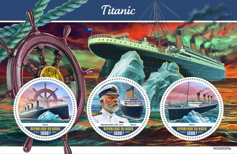 Niger Ships Stamps 2020 MNH Titanic Captain Edward Smith Boats Nautical 3v M/S