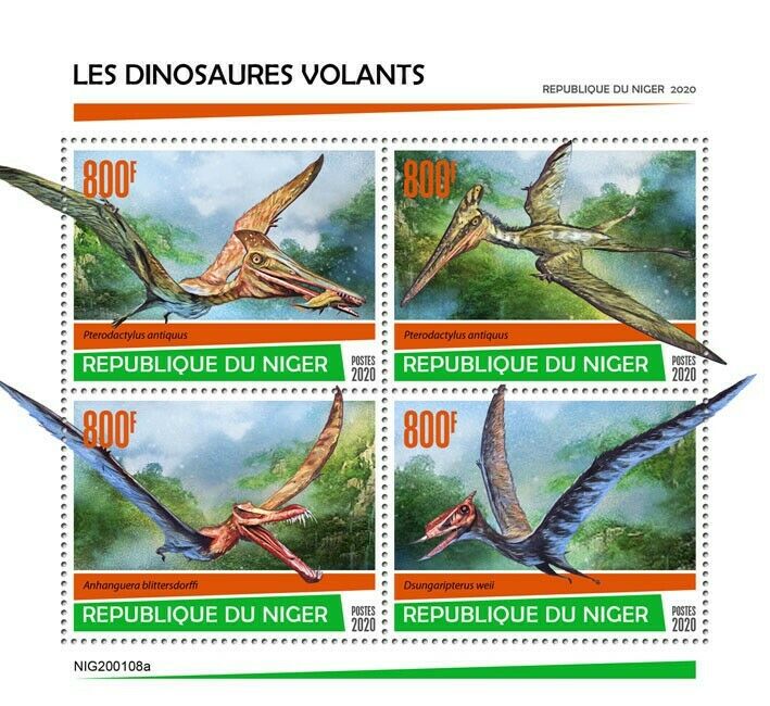 Niger Flying Dinosaurs Stamps 2020 MNH Prehistoric Animals Pterodactyl 4v M/S