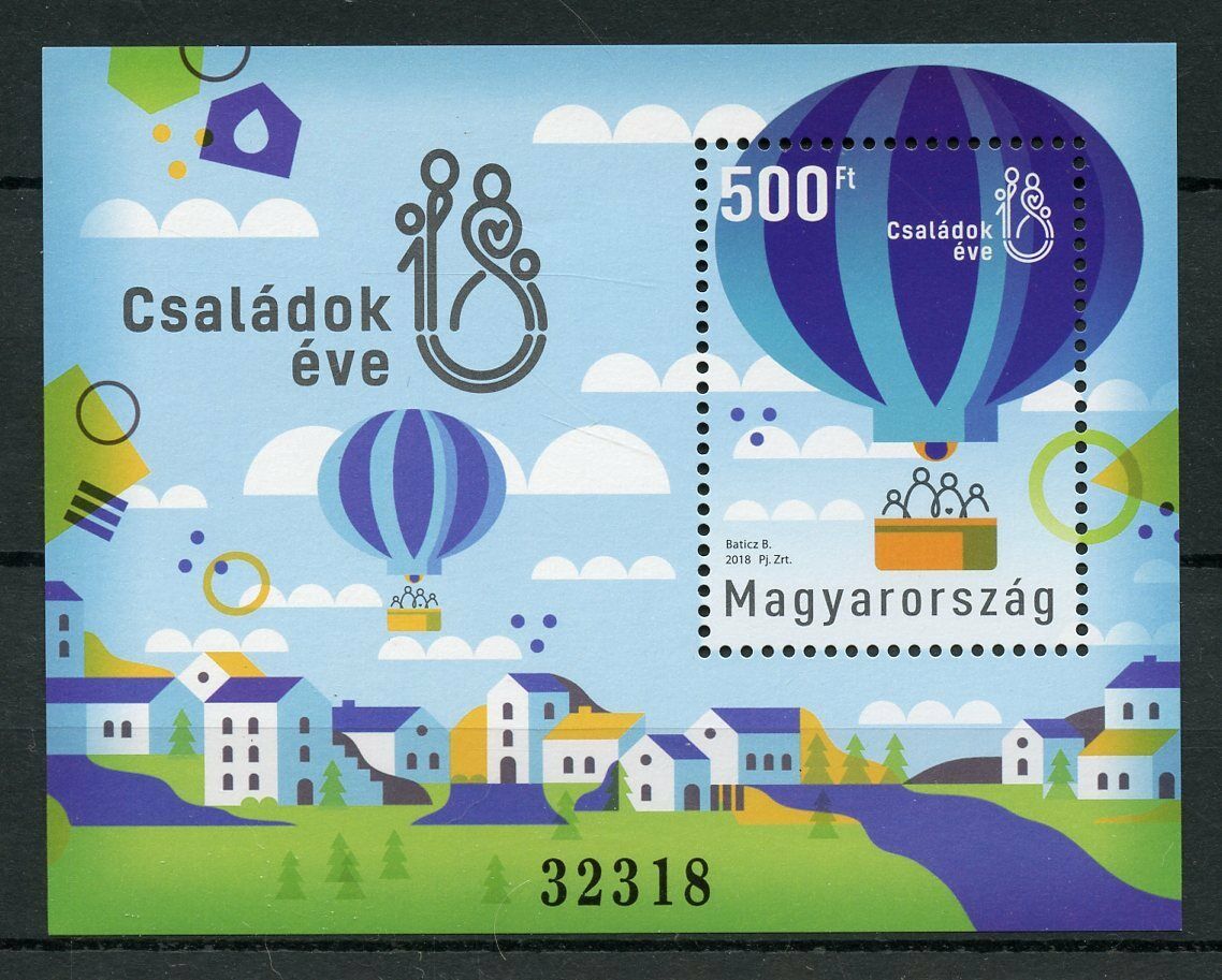 Hungary 2018 MNH Year of Families 1v M/S Hot Air Balloons Architecture Stamps