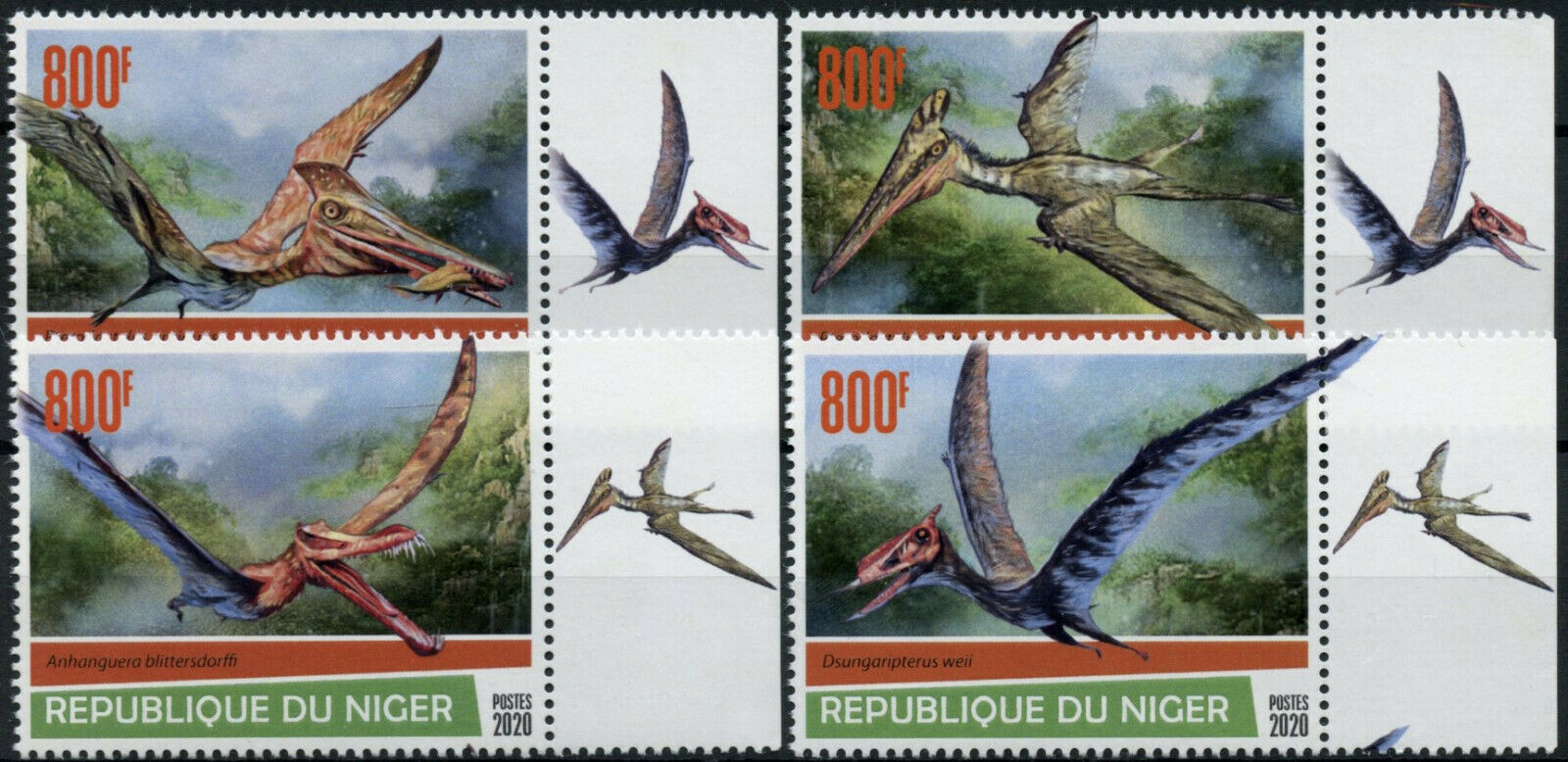 Niger 2020 MNH Flying Dinosaurs Stamps Prehistoric Animals Pterodactyl 4v Set