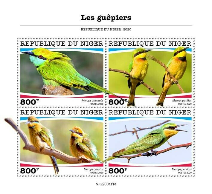 Niger Birds on Stamps 2020 MNH Bee-Eaters Little Rainbow Bee-Eater 4v M/S