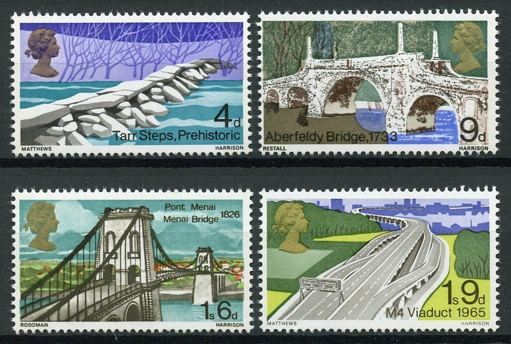 GB 1968 MNH Stamps British Bridges Tarr Steps Aberfeldy Bridge M4 Viaduct 4v Set