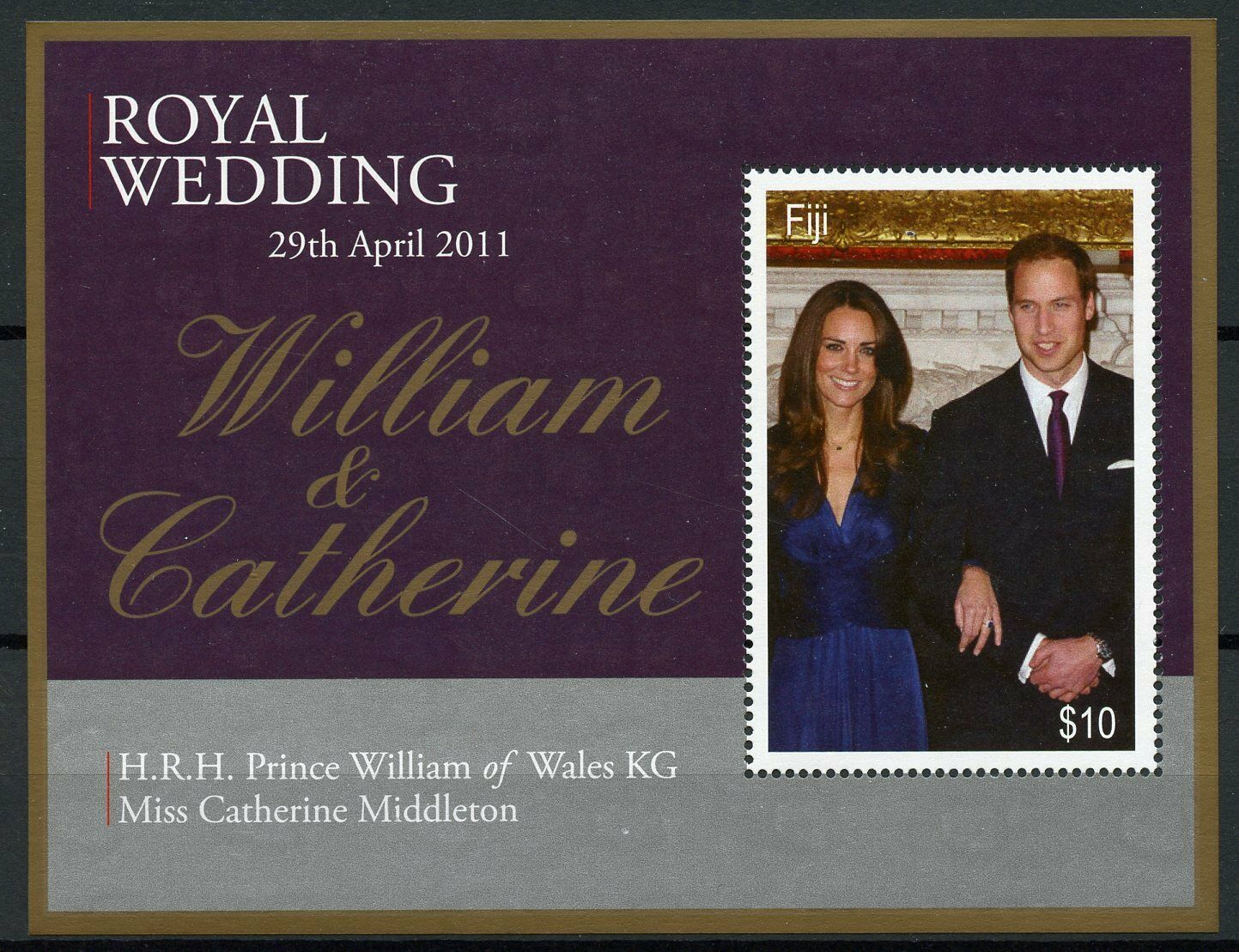 Fiji Royalty Stamps 2011 MNH Royal Wedding Prince William & Kate 1v M/S
