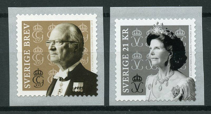 Sweden 2019 MNH King Gustaf & Queen Silvia 2v S/A Coil Set Royalty Stamps