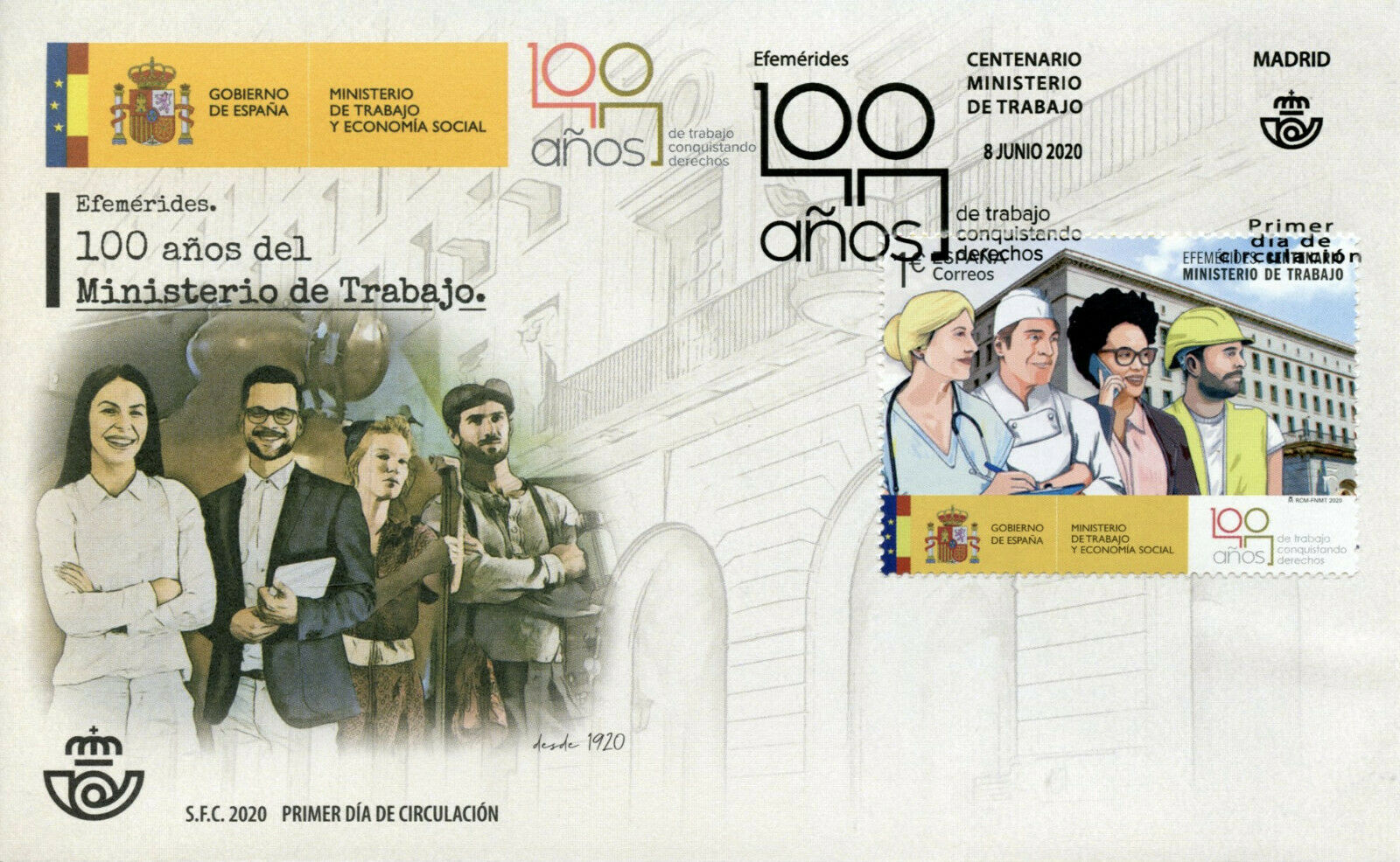 Spain Architecture Stamps 2020 FDC Ministery of Employment Buildings 1v Set