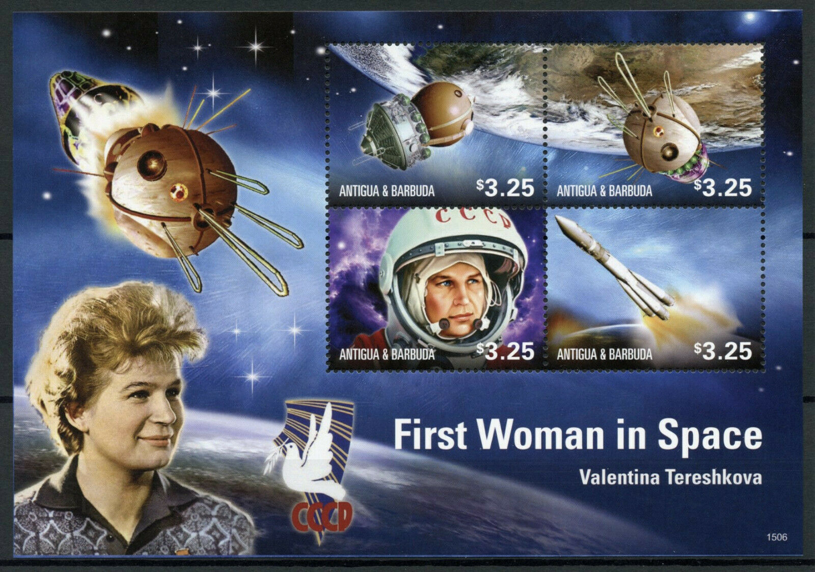 Antigua & Barbuda 2015 MNH Space Stamps First Woman in Space Valentina Tereshkova 4v M/S