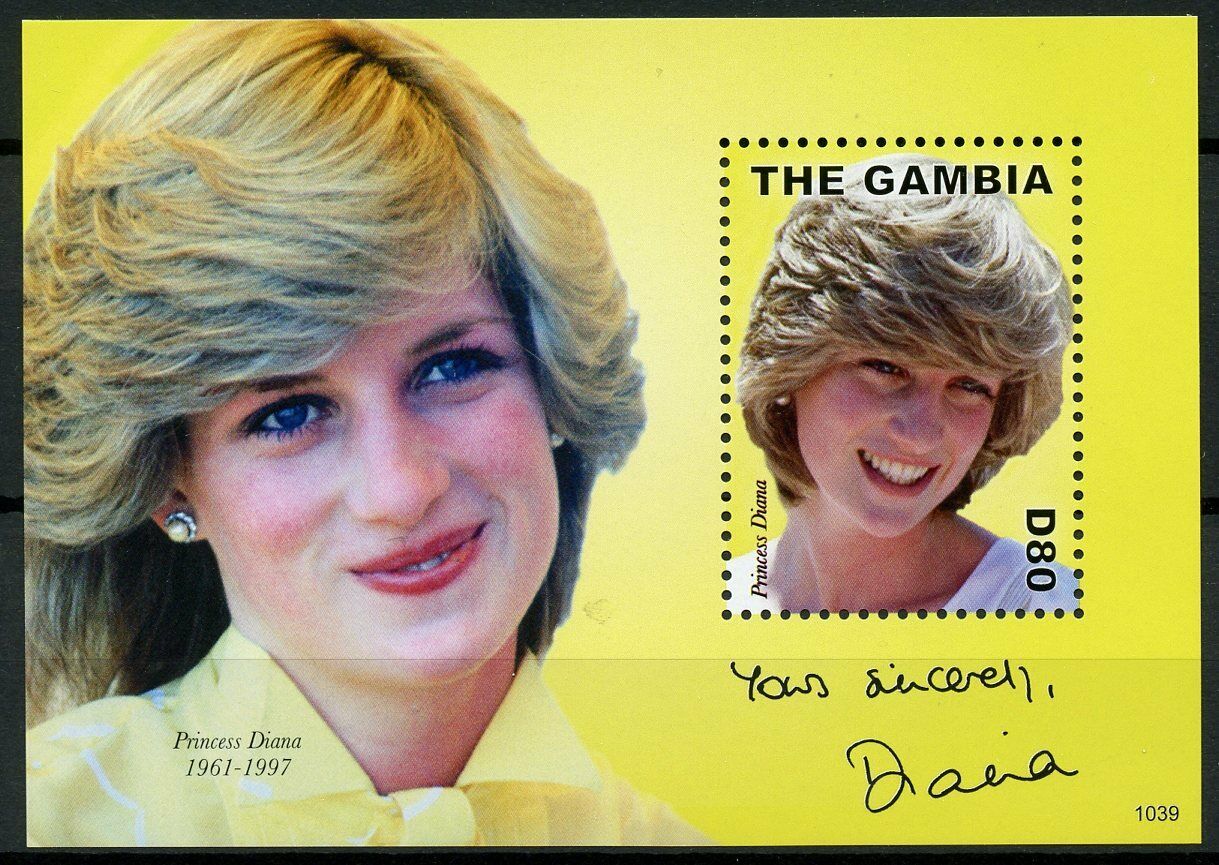 Gambia 2010 MNH Royalty Stamps Princess Diana Famous People 1v S/S