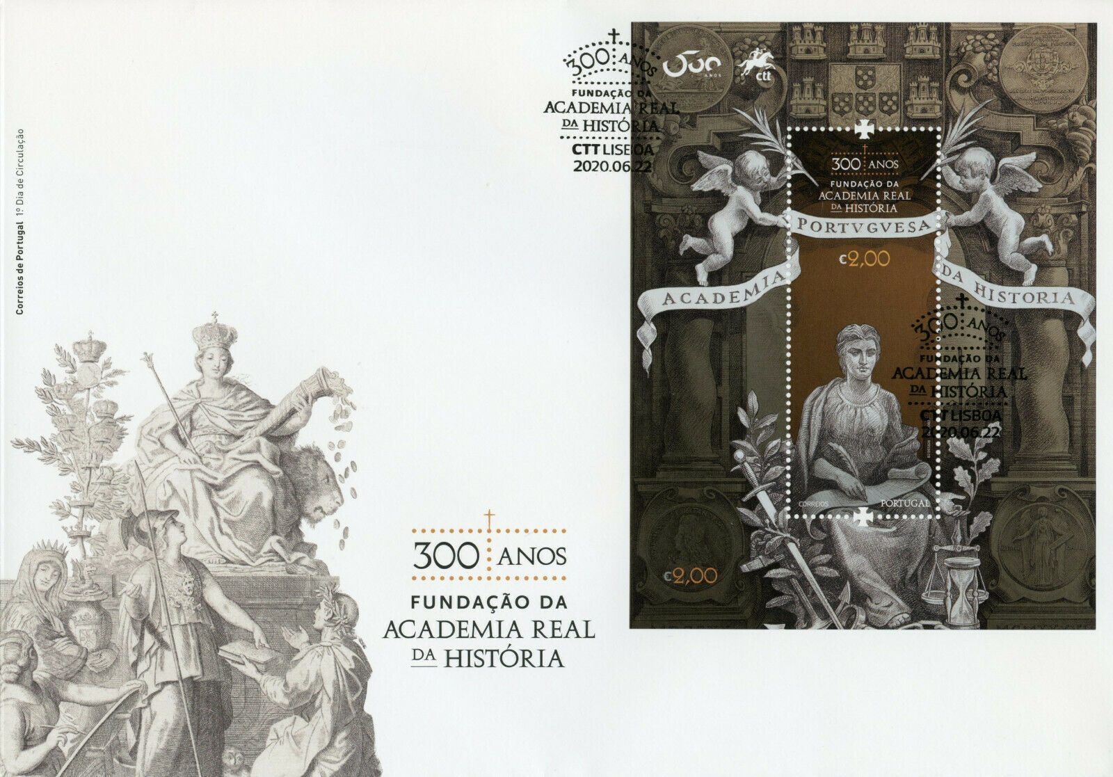 Portugal Coins on Stamps 2020 FDC Foundation Royal Academy of History 1v M/S