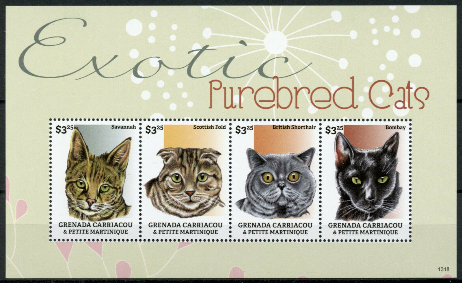 Grenadines Grenada 2013 MNH Exotic Purebred Cats Stamps Savannah Cat 4v M/S II