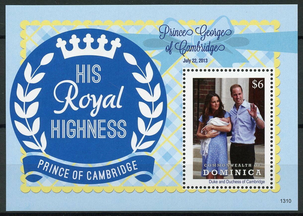 Dominica Royalty Stamps 2013 MNH Prince George Royal Baby William & Kate 1v S/S