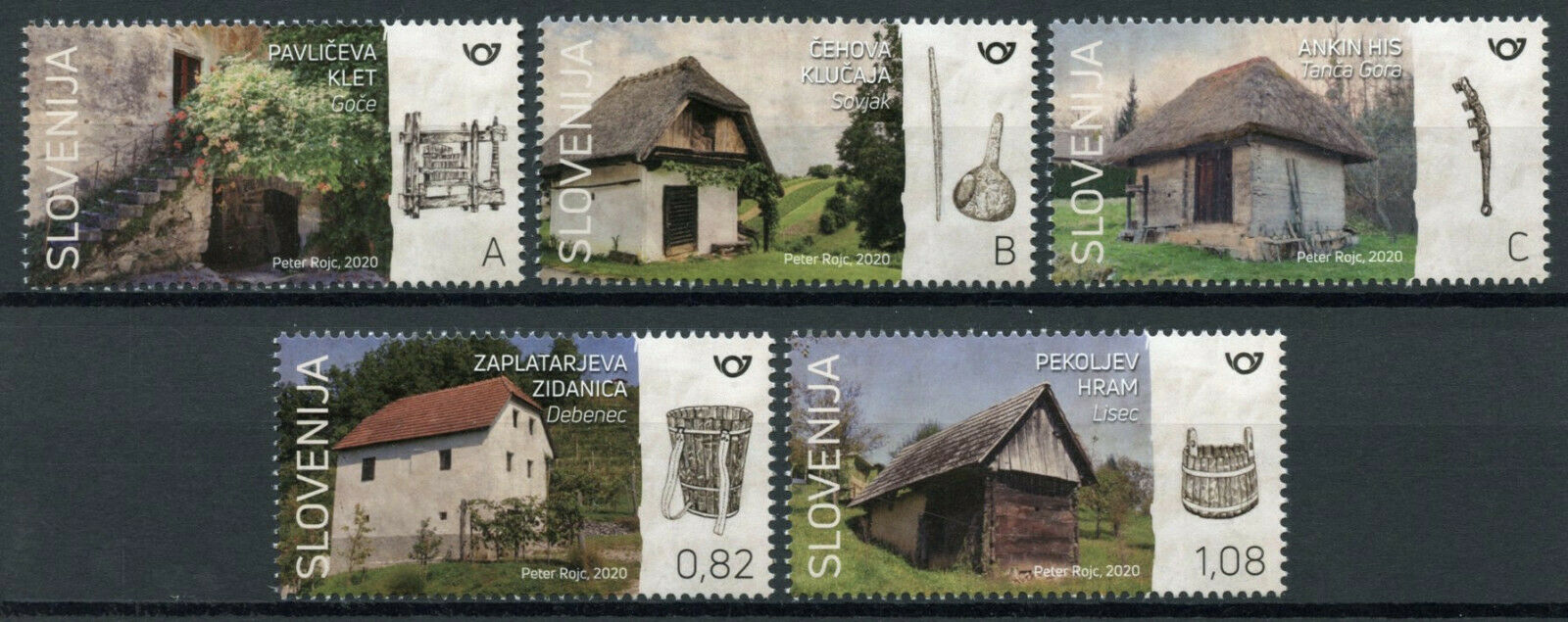 Slovenia Architecture Stamps 2020 MNH Wine Cellars Cultures Buildings 5v Set