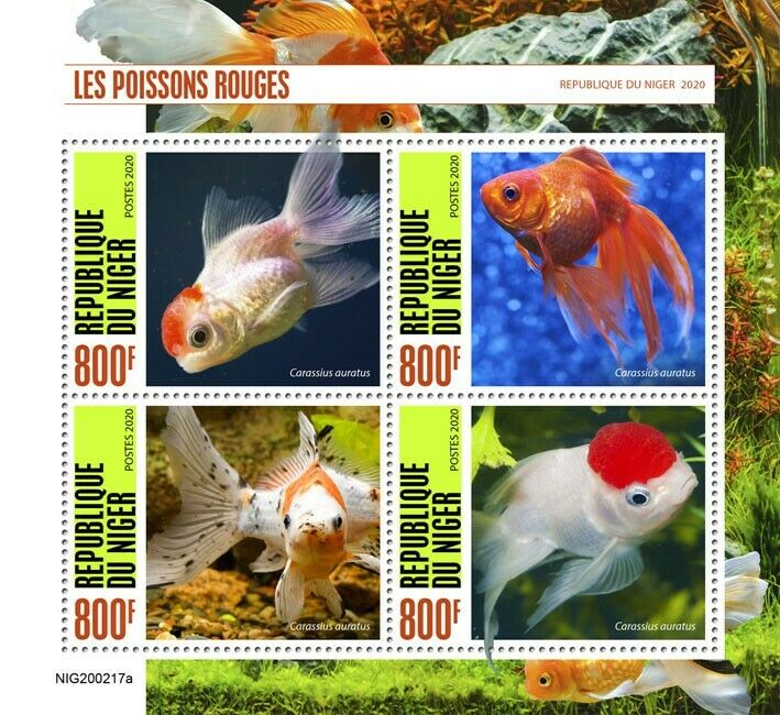 Niger 2020 MNH Fish Stamps Goldfish Fishes Pets Domestic Animals 4v M/S