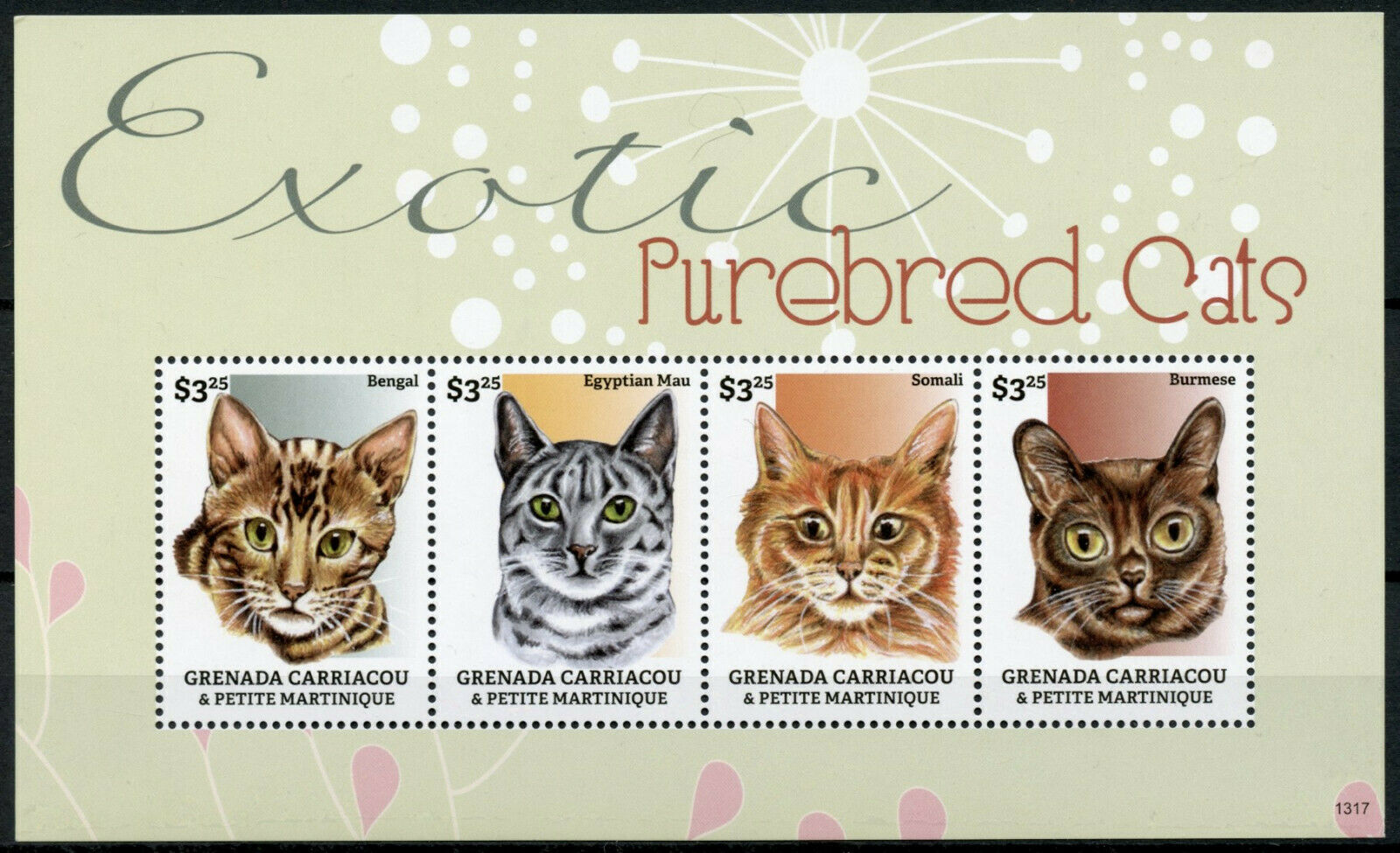 Grenadines Grenada 2013 MNH Exotic Purebred Cats Stamps Bengal Burmese 4v M/S I