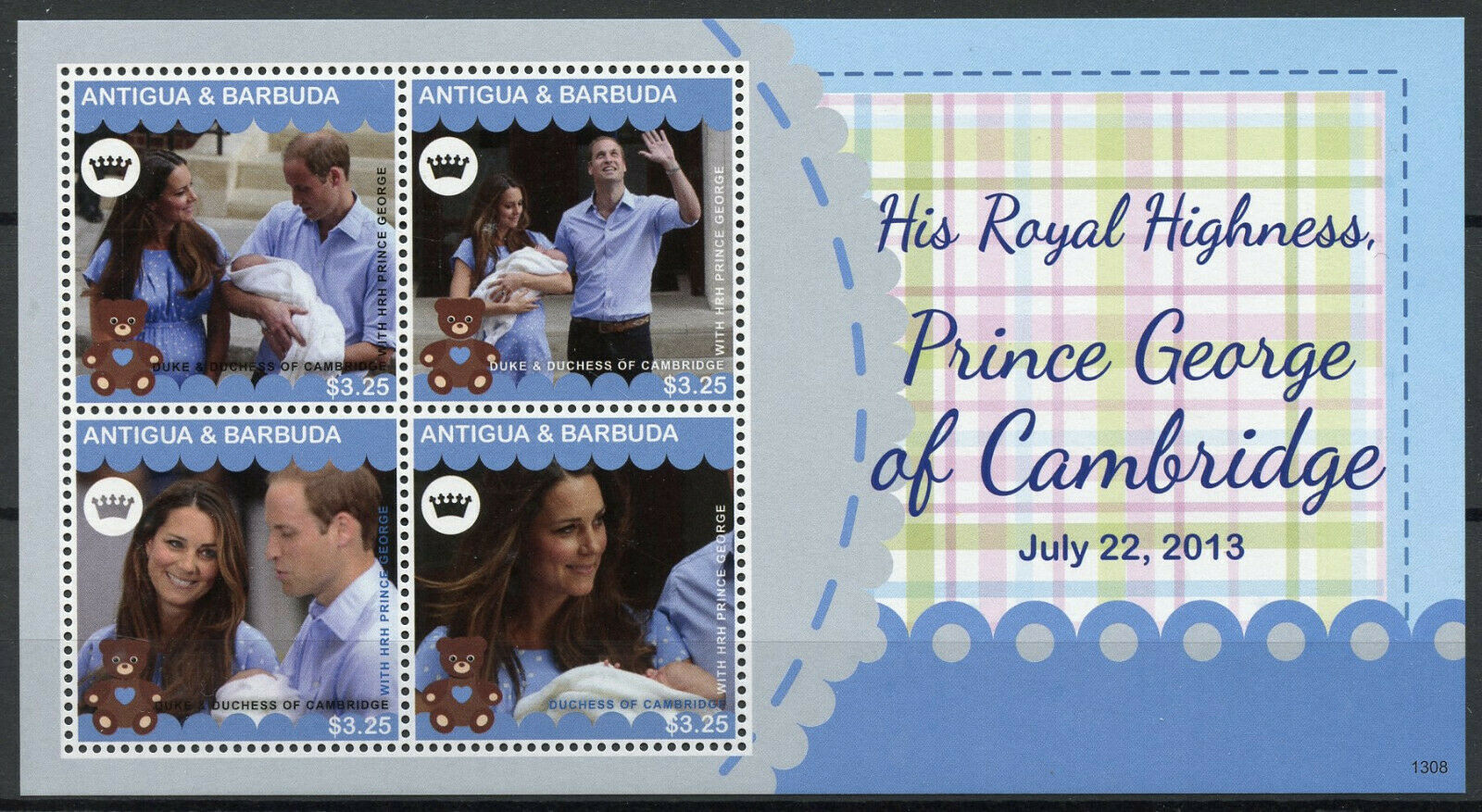 Antigua & Barbuda Royalty Stamps 2013 MNH Birth Prince George Royal Baby 4v M/S