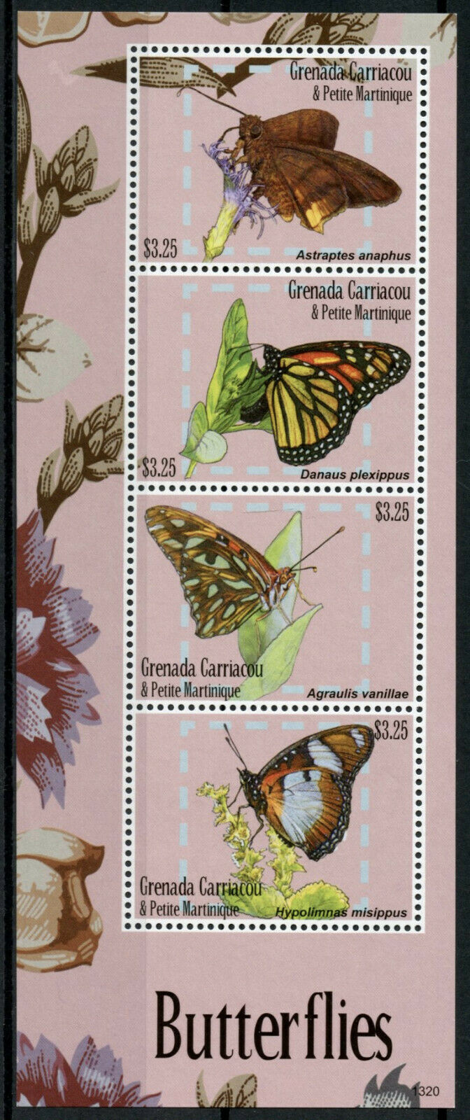 Grenada Grenadines Butterflies Stamps 2013 MNH Monarch Butterfly 4v M/S I