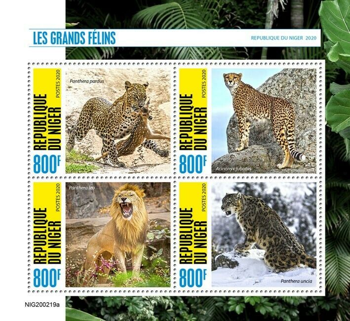 Niger Wild Animals Stamps 2020 MNH Big Cats Lions Cheetah Leopards Fauna 4v M/S