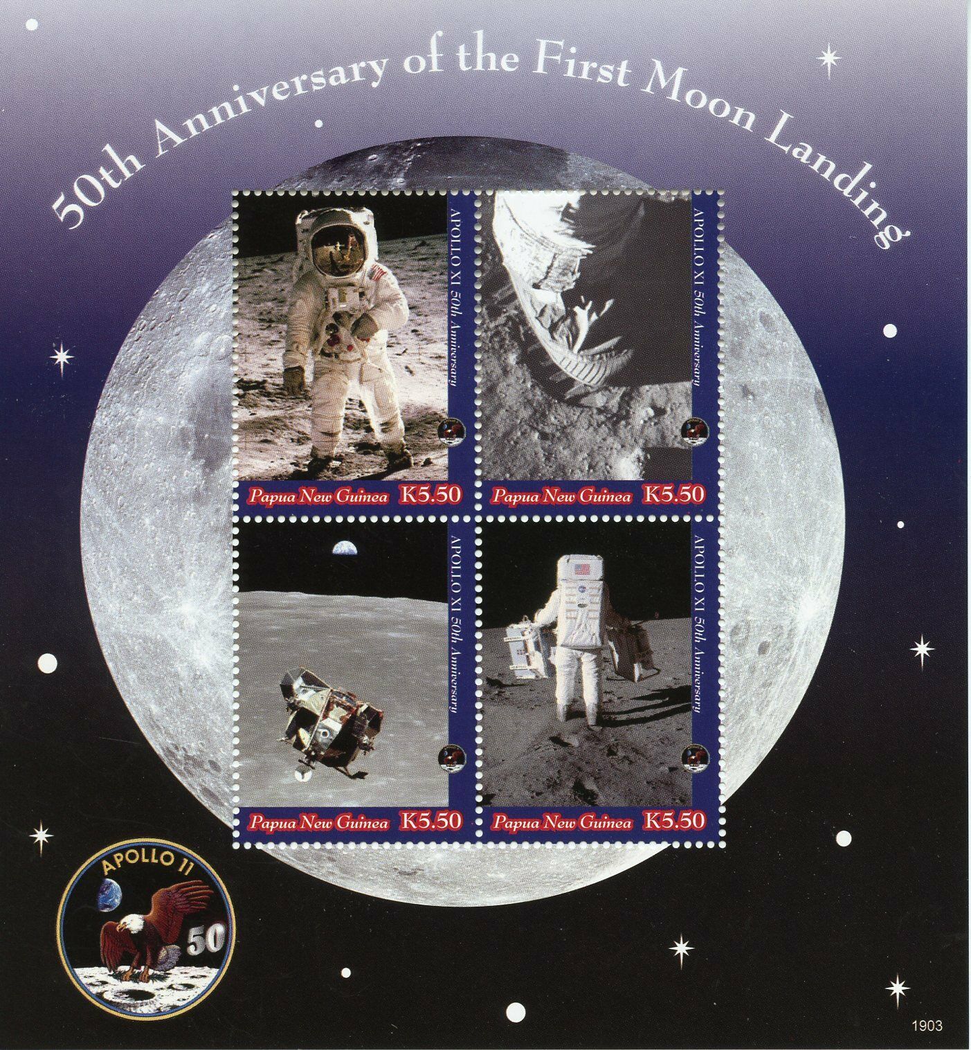 Papua New Guinea PNG 2019 MNH Space Stamps Apollo 11 Moon Landing Space 4v M/S