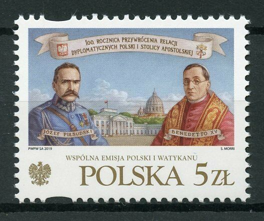 Poland 2019 MNH Diplomatic Relations JIS Vatican Pope Benedict XV 1v Set Stamps