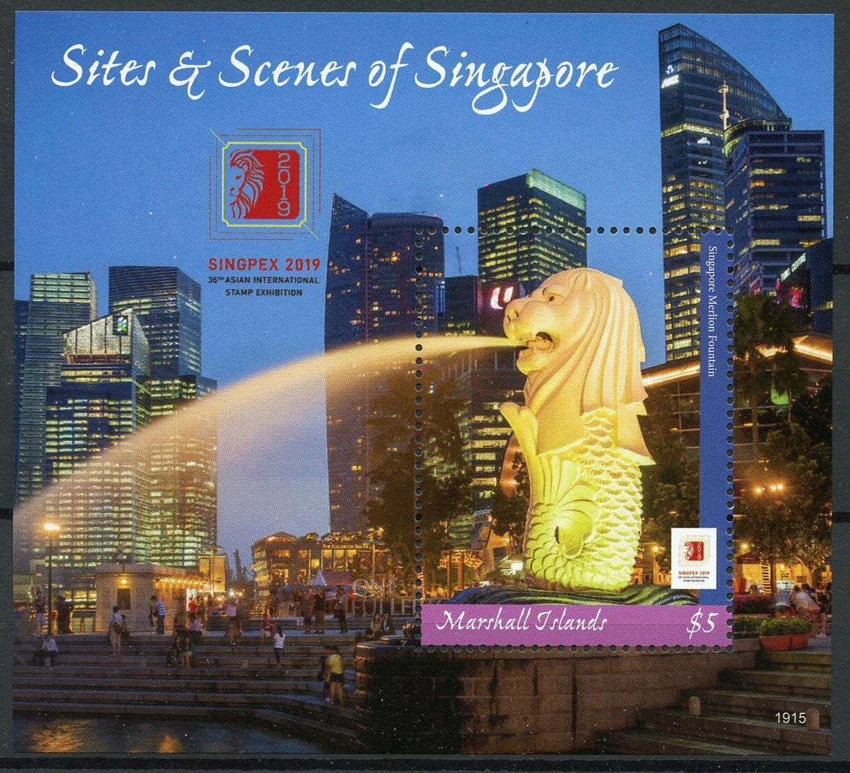Marshall Islands 2019 MNH Architecture Stamps Sites Scenes Singapore Merlion Singpex Skyscrapers 1v M/S